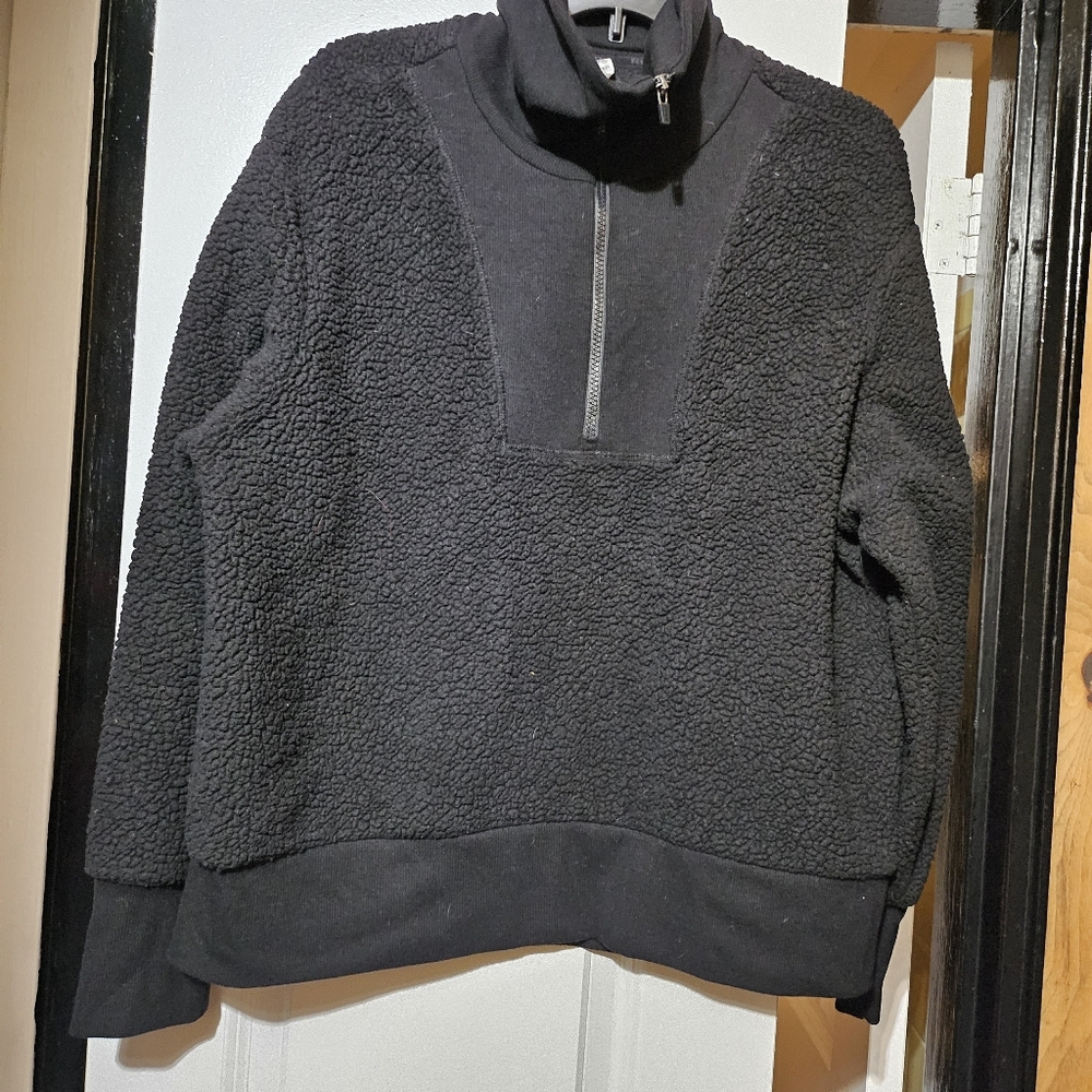 RBX Black Sherpa Quarter-Zip Sweater Pullover Large